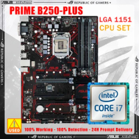 PRIME B250-Plus +Intel i7 7700 CPU Set LGA 1151 Motherboard ASUS Mainboard DDR4 64G PCI-E 3.0 2 x M.2 6x SATA III Core i7 i5 i3