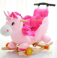 兒童木馬兩用搖搖馬嬰兒搖椅寶寶玩具實木帶音樂拉桿搖車周歲禮物