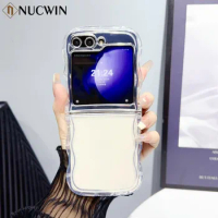 for Samsung Flip5 Luxury Wave Transparent Case for Samsung Galaxy Z Flip 5 4 3 ZFlip flip4 Clear Soft Shockproof Ins Korea Cover