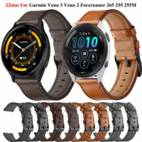 22mm Watch Strap For Garmin Forerunner 265 255 255M 745 Venu 2 Leather Wristband For Garmin Venu 3/Vivoactive 4 Bracelet Band