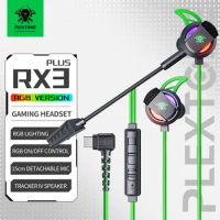 New PLEXTONE RX3 PLUS In-ear Type-c Interface Wired Game Earphones Pluggable Long Mic RGB Light Mobile Phone Computer Headset