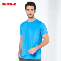 SnowWolf Men T-shirt Outdoor Quick Dry UV Protect Breathable Stretch Clothes Male Running Camp Climb Hiking ice T Shirts