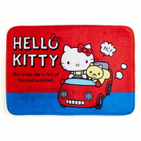 小禮堂 Hello Kitty 腳踏墊《紅藍.開車》64x45cm.止滑海棉軟墊.地墊.地毯