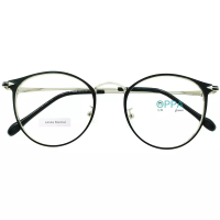 Oppaglasses Frame Kacamata Korea Pria Wanita OPPA OP29 BLSV Hitam Silver Bulat - Lensa Normal
