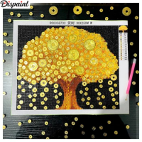 Dispaint Shaped 5D DIY Full Diamond Embroidery "Scenery Tree Money" Diamond Painting Cross Stitch Rhinestone Home Decorations