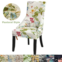 Pastoral Sloping Armchair Cover King Back Stretch Accent Dining Room Chair Covers Nordic Seat Slipcovers for Home Party Banquet