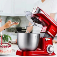 CHIGO bread maker and dough kneading machine, mixer for flour, egg white, and cream, multifunctional 5-liter red
