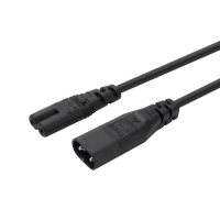 สายไฟต่อปลั๊กตัวผู้ IEC320, 33 ซม., สายขั้วต่อ 2 พิน, สายอะแดปเตอร์แปลง IEC320-C7 เป็น IEC320-C8