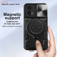 For Motorola Edge 30 Neo Lite Case Push Camera Shockproof Cover Moto X30 S30 Pro Edge30 Ultra Fusion Car Magnet Ring Stand Capas