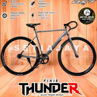 Sepeda Fixie 700C OX7 THUNDER, Frame Alloy, Rem Torpedo, Stang Dropbar, Fixie Full Bike New Gray