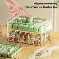 Press Type Ice Cube Tray With Storage Box Ice Cube Maker Ice Box Tray Kitchen Gadget Ice Bucket Ice Mould for Beer Quick-freeze