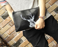 FINDSENSE Z1 韓國 時尚 潮 男 皮質 鹿頭圖案 手提包 手拿包 皮夾包 公事包 側背包