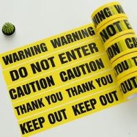 Warning Tape Thank You Keep Out Caution Black Lettering On Yellow Background Twill Factory, School, Office And Other Public Plac