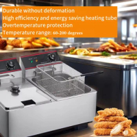 Household Double Cylinder Deep Fryer Electric French Fries Frying Machine 12L Industrial Deep Fryer