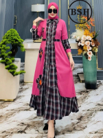 BSH PESONA DRESS BUNGA APP Gamis Muslim Wanita Pesta Dewasa Lebaran Kondangan Kondangan Flanel Mewah