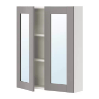 ENHET 雙門鏡櫃, 白色/灰色 框架, 60x17x75 公分