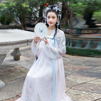 中國風傳統漢服日常復古刺繡交領上衣齊胸襦裙漢服連衣裙春秋套裝1入