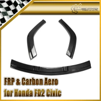 Car-styling For Honda 2006-2011 Civic FD2 Carbon Fiber Mugen RR Front Under Lip 3pcs