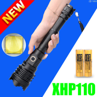 XHP110強光手電筒16核LED戰術手電 21700電池10000mah可USB充電閃光燈變焦野營燈