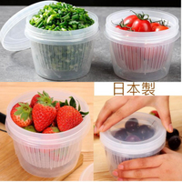 asdfkitty*日本製 NAKAYA 圓型有濾網保鮮盒-可微波 可冷凍-防悶爛-放草莓.蔥花.沙拉