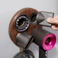Wall Mounted Copper Wood Hair Dryer Storage Rack for Dyson Supersonic Hair Dryer Bathroom Hair Dryer Organizer Holder Stand