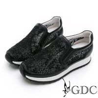GDC-氣質蕾絲透氣水鑽舒適休閒鞋-黑色