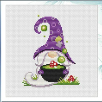 -dwarf Series Purple Mushroom 22-25 Cross Stitch Kit Aida Count Unprint Canvas Stitches Embroidery DIY Handmade Needlework