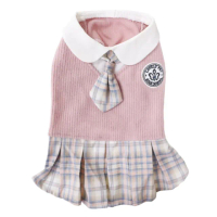 【JK學院風】寵物衣服格紋制服造型(保暖衣 睡衣 貓咪 寵物裝 狗狗 服裝 絕育衣 防舔衣 小型犬)