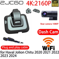 ZJCGO 4K DVR Dash Cam Wifi Front Rear Camera 24h Monitor for Haval Jolion Chitu 2020 2021 2022 2023 2024