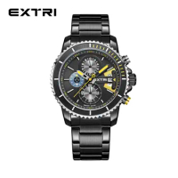 New Extri Watches for Men Brushed Steel Quartz Wristwatches Waterproof Luminous Sport Wrist Watch with Date Display with Box