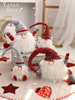 圣誕裝飾品創意翹腳老人貓頭鷹公仔節日氣氛裝飾玩偶商場櫥窗擺件