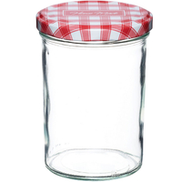 《HomeMade》旋蓋玻璃密封罐(紅格440ml) | 保鮮罐 咖啡罐 收納罐 零食罐 儲物罐