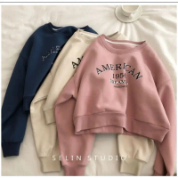 SWEATER AMERICAN 1956 DREAMER FREEDOM -SWEATER CROPKOREAN STYLE - HOODIE OVERSIZE - ATASAN WANITA -S