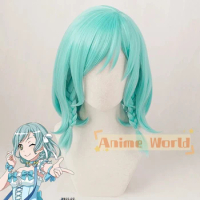 Bang Dream! Hikawa Hina Blue Green Cosplay Wig Halloween Synthetic Hair Heat