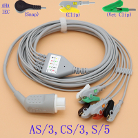 10Pins ECG EKG 5 Leads สายและ Electrode Leadwire สำหรับ Datex As 3 Cs 3 S5 Cardiocap 125 Light Monitor,สัตว์ ECG,