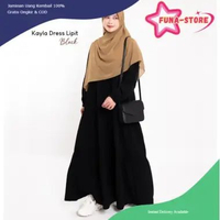 [PROMO FUNA] Dress Lipit | Gamis Daily Busui Remaja Muslimah Terbaru Berkualitas M Black
