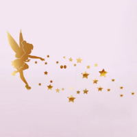 1 Set Fairy Blown Star Plastic Mirror Wall For Girls Room Elf Sprinkles Stars Stickers Wall Home Decoration With Glue 2024