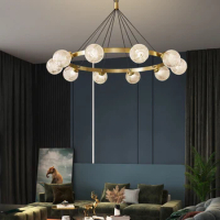 All copper living room chandelier postmodern light luxury Nordic simple bedroom dining room magic bean molecular lamp