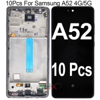 Wholesale 10Pcs 6.5" AMOLED Display For Samsung Galaxy A52 LCD with Digitizer Touch Screen Assembly A52 4G LCD A52s 5G LCD Frame