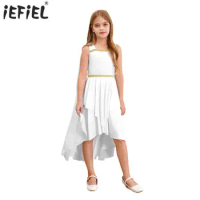 Kids Girls Ancient Rome Cosplay Costume Halloween Ancient Greek Toga Egypt Princess Dress Sleeveless