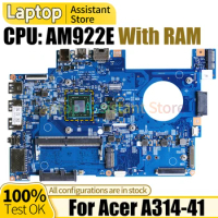 For ACER A314-41 Laptop Mainboard 18762-1 NBH6M11001 AM922E With RAM Notebook Motherboard