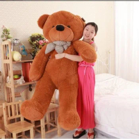 lovely huge bear toy plush toy cute big eyes bow stuffed bear toy teddy bear birthday gift dark brown 180cm