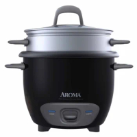 AROMA® 6-Cup (Cooked) / 1.5Qt. Rice &amp; Grain Cooker, Black, New, ARC-743-1NGB