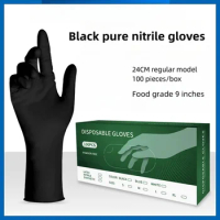 100pcs Nitrile Gloves Kitchen Disposable Latex Gloves Laboratory Protective Household Cleaning Gloves Black