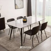 Dekoruma YORI Meja Makan Marble Uk 160x90cm / Meja Makan Bahan Keramik / Meja Makan 4 Orang Abu-abu 