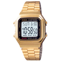 CASIO 時尚都會數字錶(A178WGA-1A)-金色