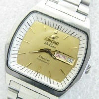 Yellow TV style original automatic mechanical men's watch eta 2846 enicar movement