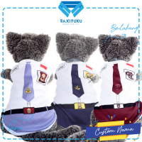 Baju Kucing Lucu Murah Motif Seragam Sekolah [BISA CUSTOM NAMA KUCINGMU] Cowo Cewe Jantan Betina Hew