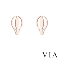 【VIA】白鋼耳釘 熱氣球耳釘/時尚系列 可愛熱氣球造型白鋼耳釘(玫瑰金色)