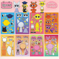 8pcs New Sprunki Princess Dress Dress Changing Stickers Face Changing Matching Puzzle Stickers